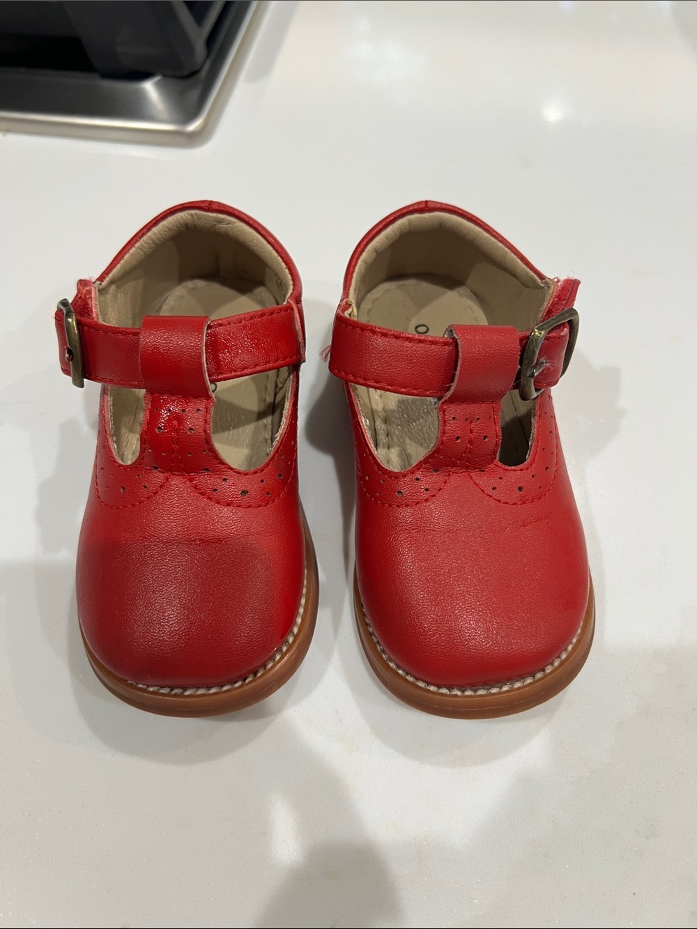 Otter MOMO Girls' Red T-Strap Dress Shoes with Buckle 5